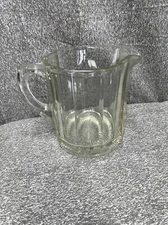 Vintage Depression Glass Pitcher. Heavy Glass Paneled Sides