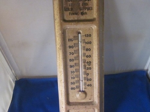 advertising thermometer vintage FOWLER MICH PHONE 2111 13" - Picture 4 of 5