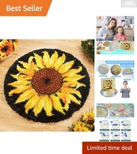 Colorful Sunflower Printed Latch Hook Rug Kit - Creative DIY Project for Adults
