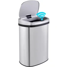 13 Gal. Stainless Steel Oval Motion Sensor Trash Can for Kitchen and Office