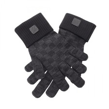 LOUIS VUITTON Gloves Neo Petite Damier S M77992 wool leather Black Gray Used