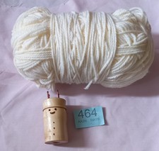 Wooden Dolly. Beautifully Turned and Vanished. With Large Ball Cream D/K Yarn