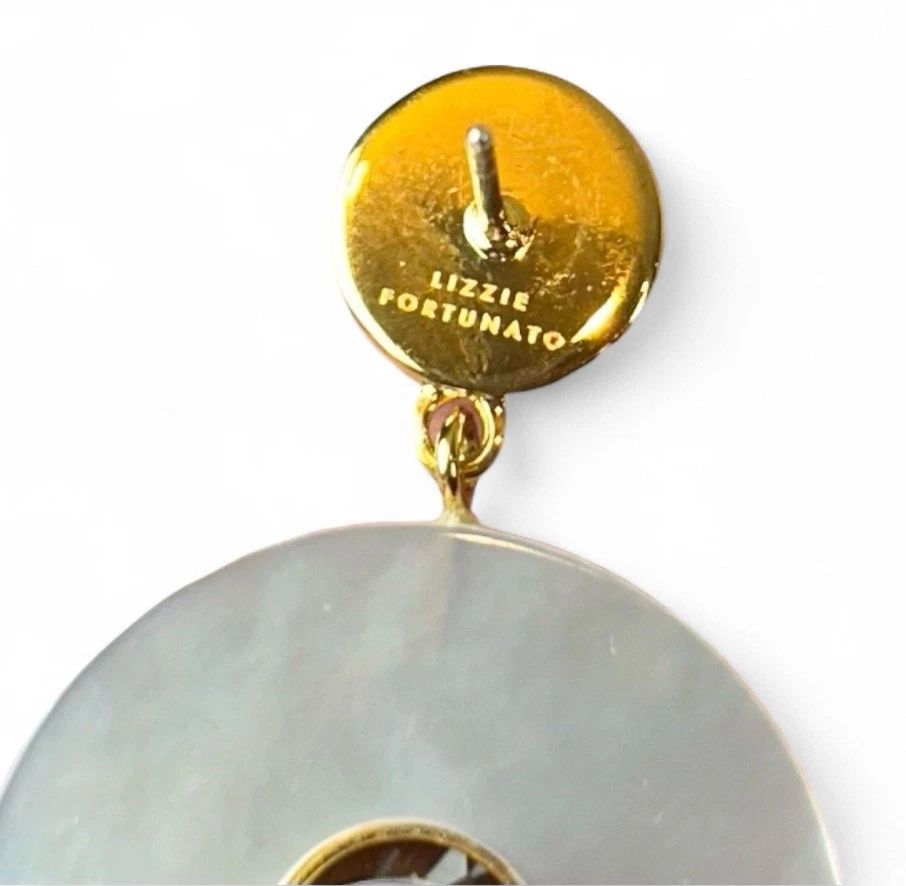 Lizzie Fortunato 泰姬陵圆盘耳环珍珠母绿色紫水晶黑色玛瑙 — 第 4/4 张图片