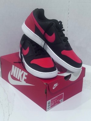 NIKE EBERNON LOW BLACK /HABANERO RED-WHITE MENS 10