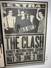 THE INFAMOUS 1981 Clash Times Square NYC Bonds Casino Poster Framed 24x36 Rare