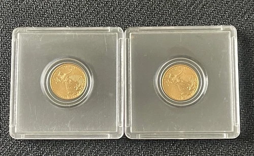 2 X 2002 $5 Gold American Eagle 1/10oz