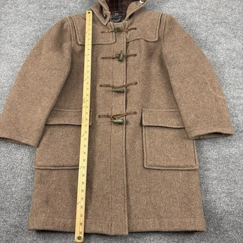 Vintage Gloverall Original English Duffle Coat Brown Wool Hooded Toggle Size 36 image 6