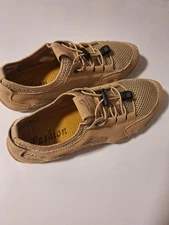 NEW Comfortable US Size  7 Fashion Beige Suede And Cloth  Shoes Adjustable Laces