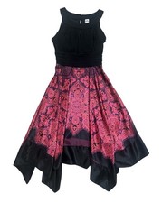 🍃SANGRIA Women’s Paisley Boho Midi Dress -Ruched Waist -Asymmetric Hem |Pink /8