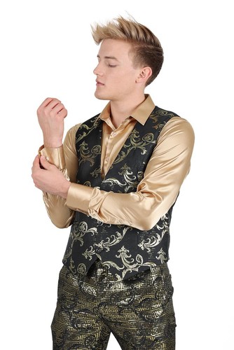 Barabas Men's Greek Key Pattern Floral Print Luxury Dress Vest 2VP3102 - 第 18/54 張圖片