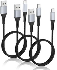2FT USB C Cable, 3 Pack Braided A to C Charging Cord for Car, 2ft