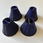 Set of 4 Blue Beaded Mini Empire Lamp Shades Metal Wire Frame 6in E12 — photo 4