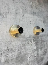 Pair Modern Brass Wall Sconces | Minimalist Industrial | E26 Holder