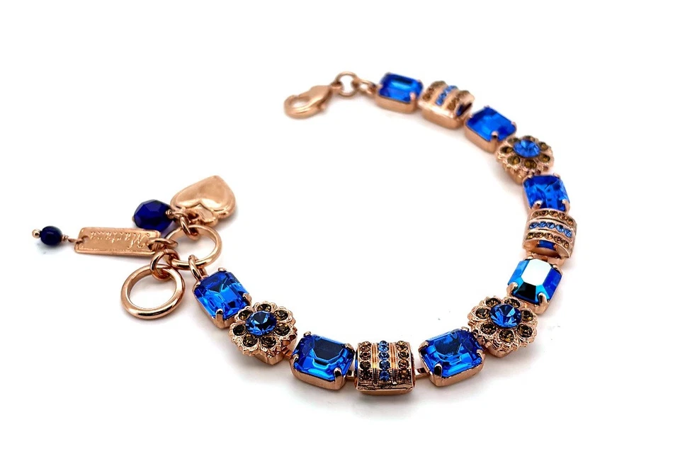 Pulseira por Mariana Mulher Elegante Safira e Topázio Fumado Cristais Swarovski - Imagem 4 de 4