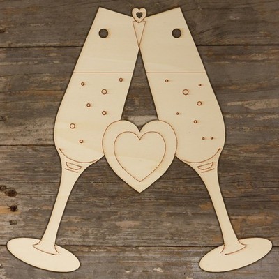 10x Sektgläser aus Holz klirren Bastelform 3 mm lagig Hochzeit Anlässe