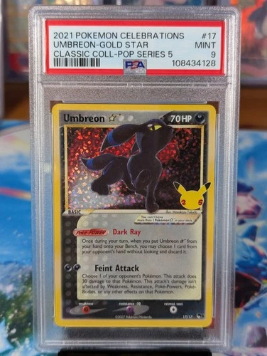 Pokémon Umbreon Star Gold Star Celebrations 17/17 Holo PSA 9