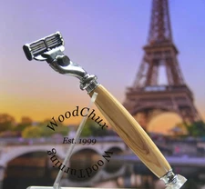 Handmade Exotic Bethlehem Olive Wood Shaving Razor SEE VIDEO 1054a