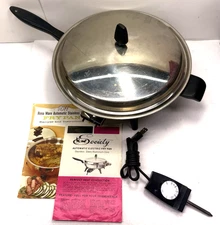 Vintage Regal Ware Society Stainless Electric 12” Fry Pan Skillet Lid Controller