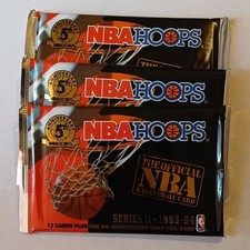 SkyBox NBA Hoops Series II 1993-94 3 Packs 12 Cards 5th Anniversary Gold Foil