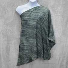 Halston Tunic Womens 3X Green Striped One Shoulder Asymmetrical Cover Up NWT