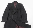 vintage OVERCOAT double breasted 40R cashmere blend PEAK LAPEL black wool trench