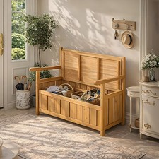 Wooden Outdoor Storage Bench Box Garden Patio Cushion Chest Tools Container 125L