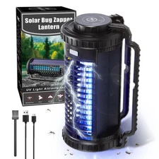 Portable Solar Powered Bug Zapper, 3 Mode (Auto/UV Light/) Mosquito Zapper wi...