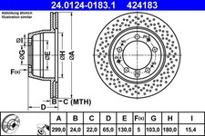 2x Bremsscheibe ATE 24.0124-0183.1 für PORSCHE 993 911 Targa Carrera