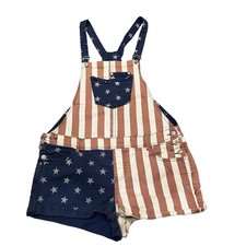 American Rag American Rag USA Flag Overall Shortalls Size 15 Cotton Red Wh Blue