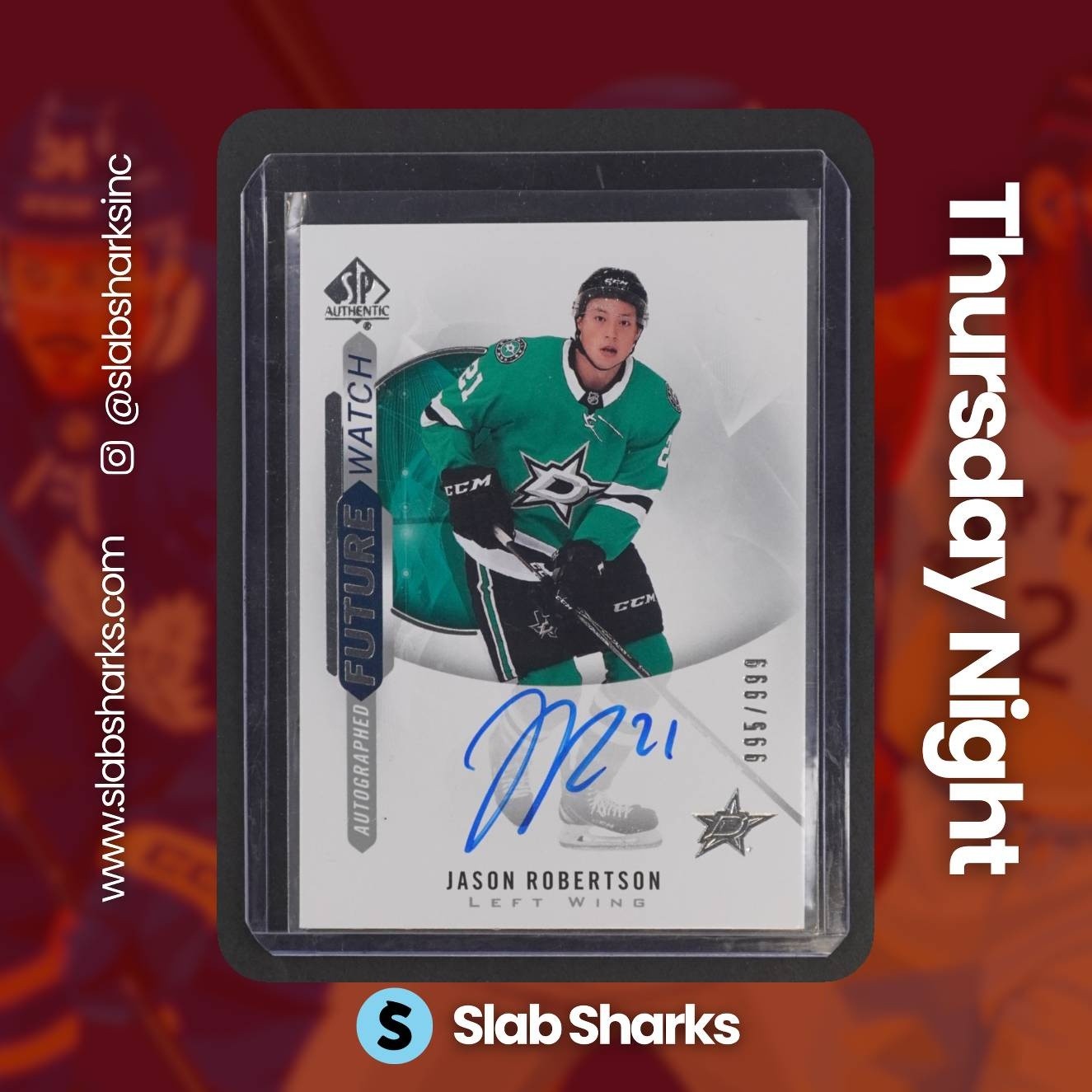 2020 SP AUTHENTIC #170 JASON ROBERTSON AUTO RC FUTURE WATCH ROOKIE /999