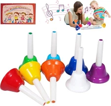 Hand Bells, 8 Note Musical Handbells Set with 17 Songbook Toy... 