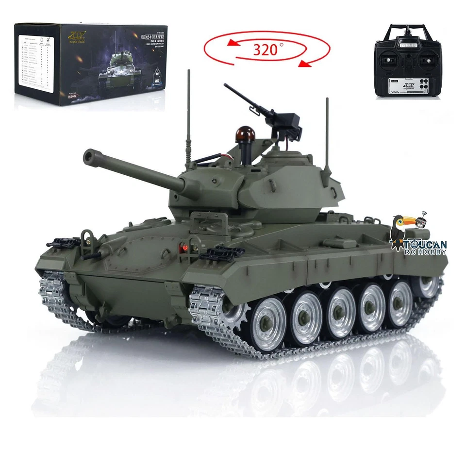 Tongde M24 Chaffee 1/16 RC Tank Infrared Metal Upgraded Wheels Barrel Recoil Toy - Image 3 of 4