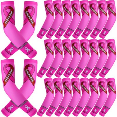 Panitay 12 Pairs Breast Cancer Awareness Sleeves for Women Pink Ribbon Arm Co...