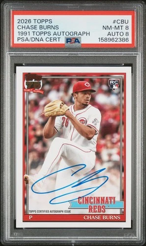 2026 Topps Series 1 Chase Burns 1991 Topps Baseball Autographs (RAW)