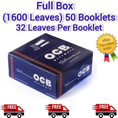 OCB Blue Ultimate Slim King Size Rolling Paper Smoking (1600 Blätter) 50 Hefte