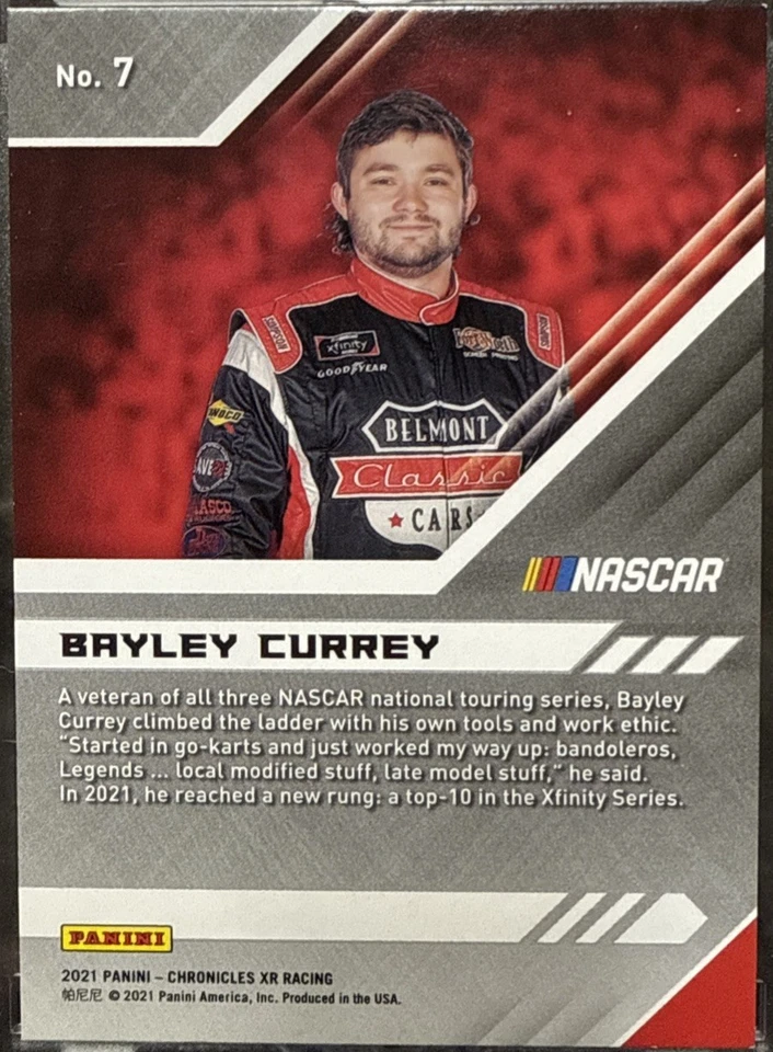 2021 Panini Chronicles NASCAR Racing XR 7 Bayley Currey Platinum True #1/1 🏁 - Image 2 of 2