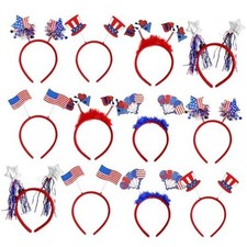 4th of July Headband 12pcs Patriotic Headbands Uncle Sam Hat USA Flag