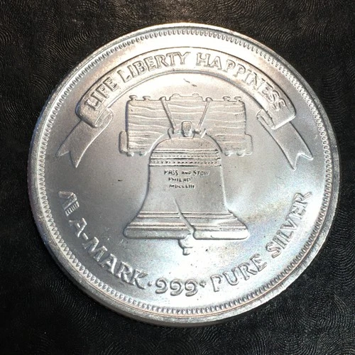 1oz Silver Bullion FROSTY A-MARK BELL & EAGLE style WE COMBINE SHIP #R840