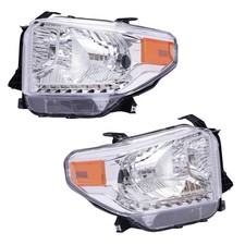 2014-2017 Tundra Halogen Headlights Assembly Left Right Black Housing Clear Lens