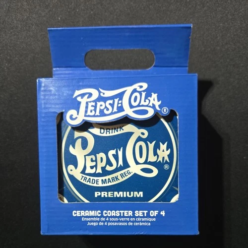New Pepsi-Cola Ceramic Coaster Set Of 4 Drink Coasters Vintage Logo Design 2024