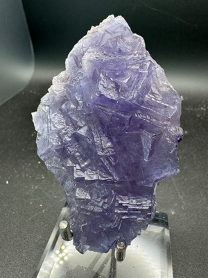 6106 Blue Cubic Fluorite on Purple Fluorite Base Xin Jiang 120g