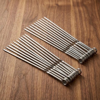 Stainless Steel BBQ Skewers 304 Flat Grill Sticks for Outdoor Cooking 24 Pack