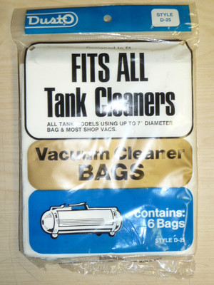 NOS! (12) DUSTO STYLE D-25 VACUUM CLEANER BAGS, FITS ALL TANK CLEANERS