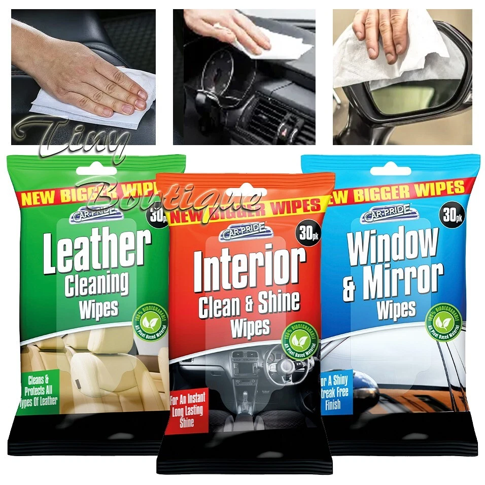 Car Pride Biodegradable Cleaning Wipes Streak Free Dashboard Seats & Glass 30pk