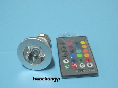 E27 Memory Function 3w RGB 16 Colors LED Lamp with IR Remote Control Spotlight - Picture 2 of 5