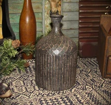 Primitive Vtg Style Farmhouse Country Cottage Med Aged Textured Metal Tin Bottle