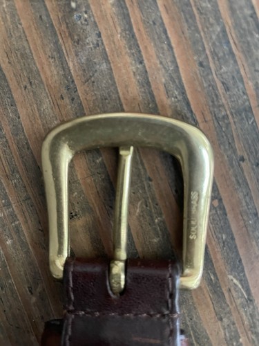 Vintage braun Vollnarbenleder Gürtel Herren geflochten geflochten Messingschnalle 40/100 - Bild 2 von 16