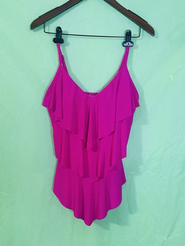 Magicsuit Women's Size 10 Pink Tiered Slimming Tankini Swimsuit Top - Picture 2 of 11