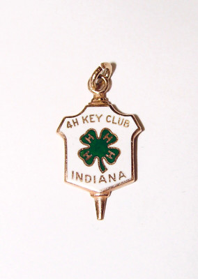 VINTAGE 10K SOLID GOLD 4-H KEY CLUB INDIANA SERVICE AWARD WATCH PENDANT 2.5G