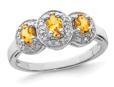 1/2 Carat Three Stone Citrine Ring in Sterling Silver